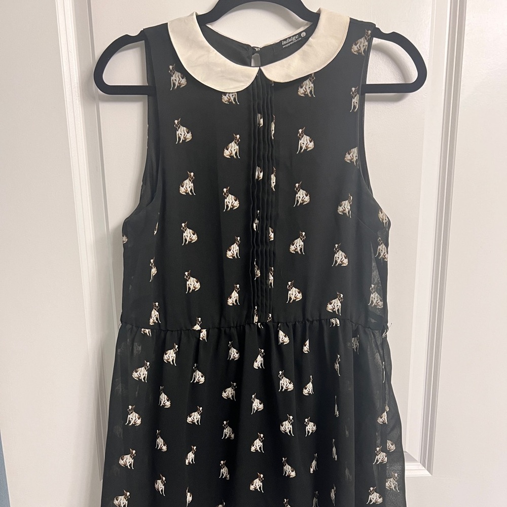 Navy blue summer dress with Peter Pan neck sz L